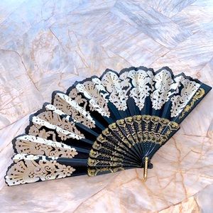 Spain Embroidery Fan Plastic Folding Fan Party Dance Foldable Hand Fan Costume